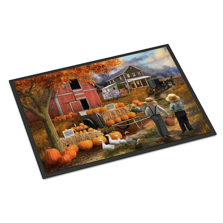 Jensendistributionservices 18 x 27 in. Fall Amish Pumpkin Stand Indoor or Outdoor Mat MI2553437